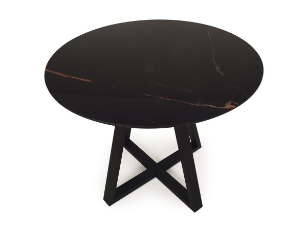Стол обеденный Юпитер ОБСИДИАН/Металл Черный