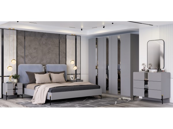 Кровать СК 004-03 серии Рози (Дезире) серая ширина спального места 180 см 