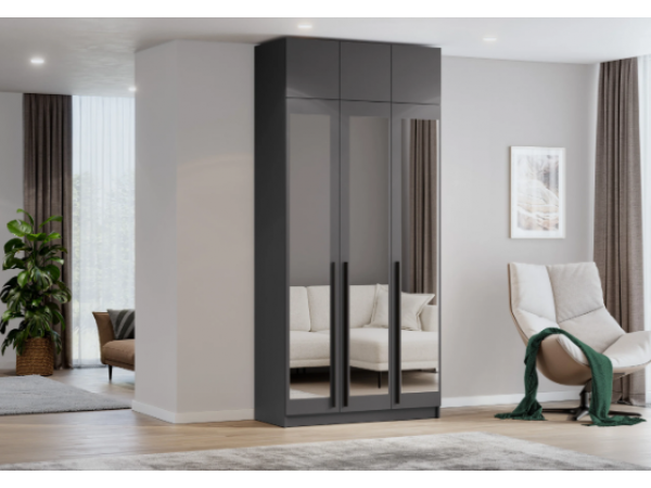 Шкаф Берген ШК-1200 с антресолью серый графит