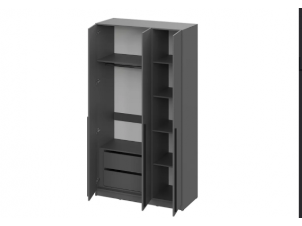 Шкаф Берген ШК-1200 с антресолью серый графит