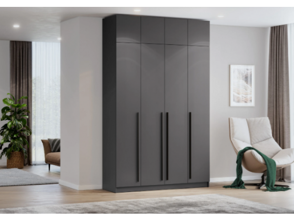 Шкаф Берген ШК-1600 с антресолью  серый графит