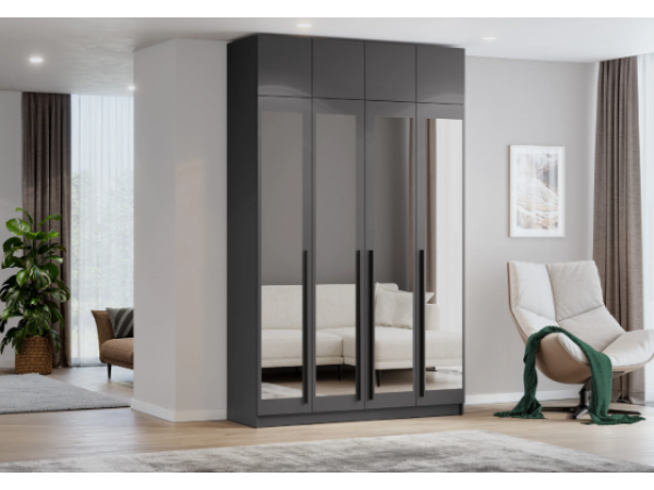 Шкаф Берген ШК-1600 с антресолью  серый графит