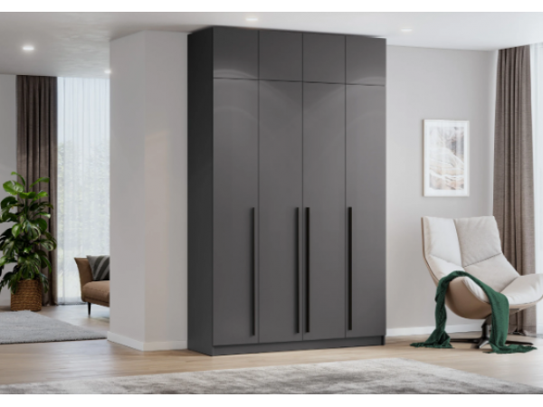 Шкаф Берген ШК-1600 с антресолью  серый графит