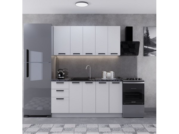 Кухня ФОРТУНА 1,6 м белый/серый