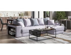 Дубай угловой диван Рогожка Мальмо платина, Рогожка Венто серый