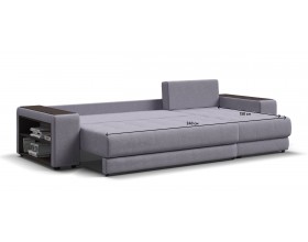 Дубай угловой диван Рогожка Мальмо платина, Рогожка Венто серый