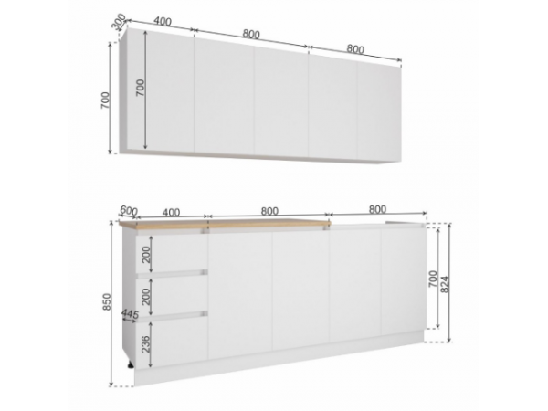 Кухня Мори 2,0 м. Сатин