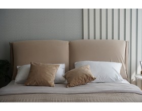 Мягкая кровать Венеция Велюр Бежевый Софт 