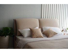 Мягкая кровать Венеция Велюр Бежевый Софт 