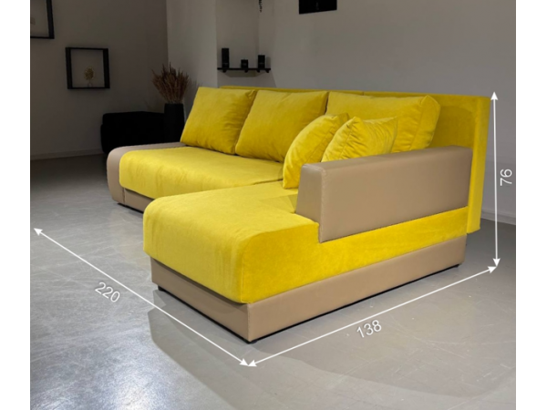 Диван  Угол Олимп-1 желтый teddy 16