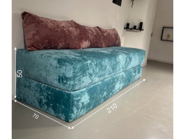 Диван Нельсон бескаркасный плюш лагуна ,подушки плюш розовый