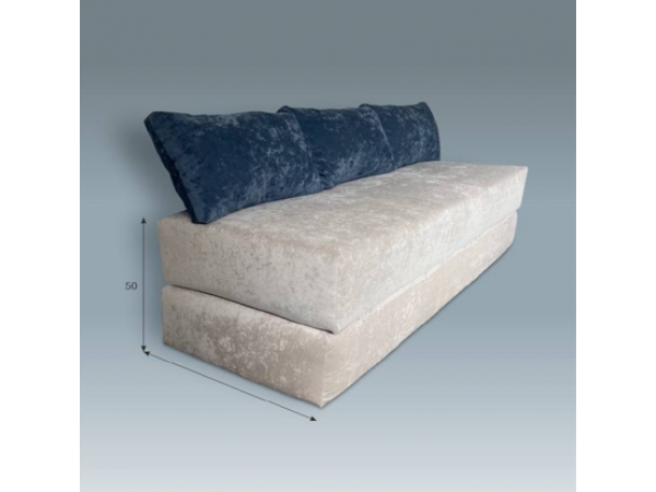 Диван Нельсон бескаркасный плюш крем ,подушки плюш сталь