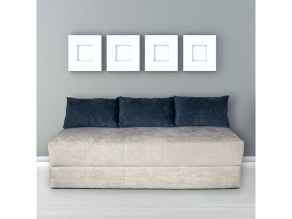 Диван Нельсон бескаркасный плюш крем ,подушки плюш сталь
