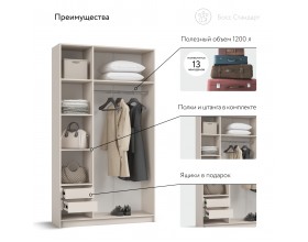 Босс Стандарт 120*220 шкаф распашной 3Д+ящики 01 Кашемир