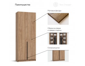 Босс Стандарт 80*220 шкаф распашной 2Д 01 Орех Селект
