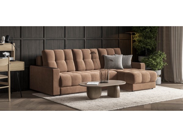 Угловой диван BOSS 3.0 Classic XL велюр Monolit мокко