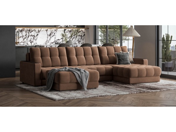 Угловой диван BOSS 3.0 MAX велюр Monolit мокко