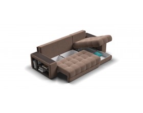 Босс ХЛ угловой диван Велюр Монолит мокко