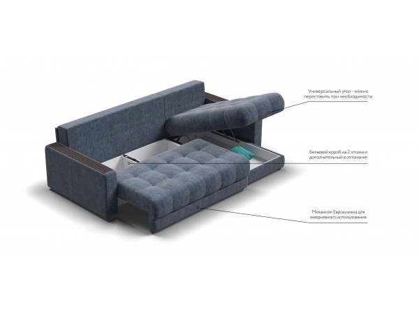 Угловой диван BOSS 3.0 Classic XL Велюр Royal топаз