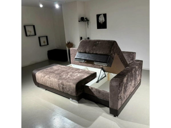 Диван-кровать Олимп-3 угловой, коричневый,  левый угол