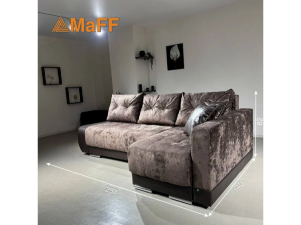 Диван-кровать Олимп-3 угловой, коричневый,  левый угол