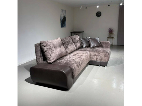 Диван-кровать Олимп-3 угловой, коричневый,  левый угол