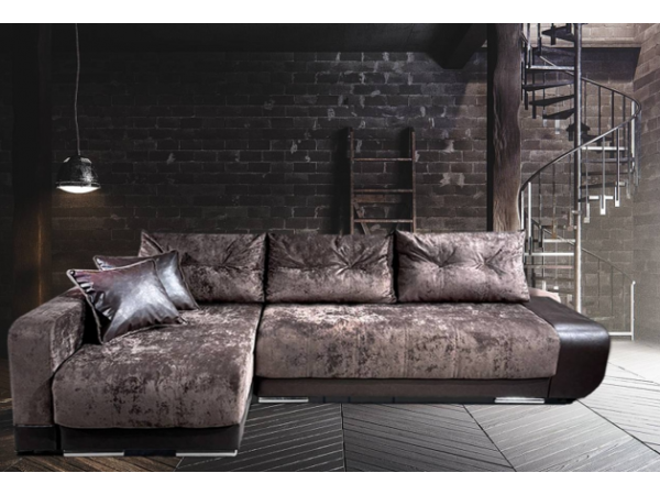 Диван-кровать Олимп-3 угловой, коричневый,  правый угол