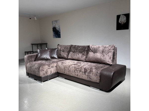 Диван-кровать Олимп-3 угловой, коричневый,  правый угол
