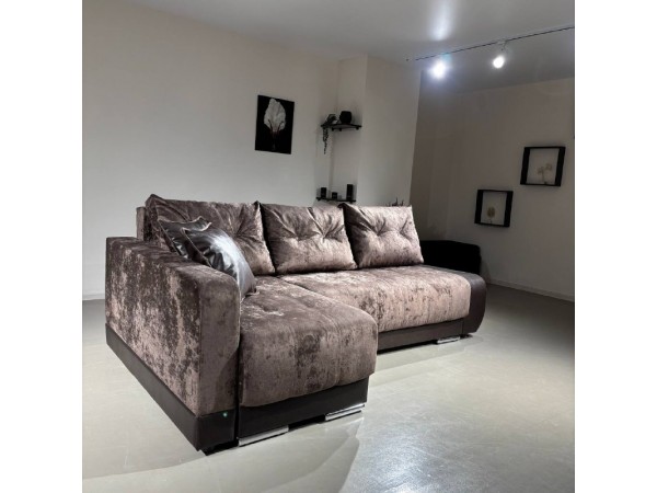 Диван-кровать Олимп-3 угловой, коричневый,  правый угол