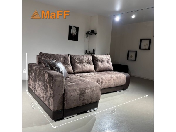 Диван-кровать Олимп-3 угловой, коричневый,  правый угол