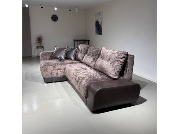 Диван-кровать Олимп-3 угловой, коричневый,  правый угол