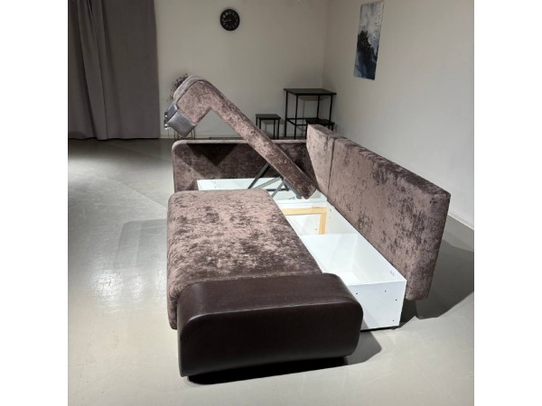 Диван-кровать Олимп-3 угловой, коричневый,  правый угол