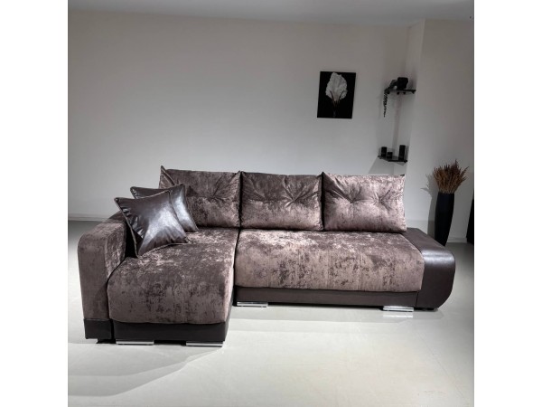 Диван-кровать Олимп-3 угловой, коричневый,  правый угол