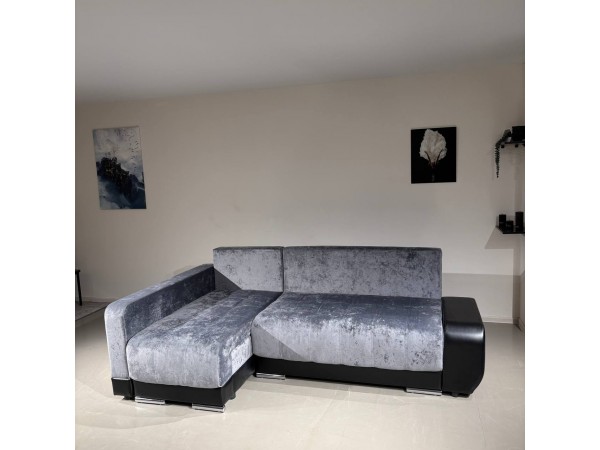 Диван-кровать Олимп-3 угловой, серый, правый угол