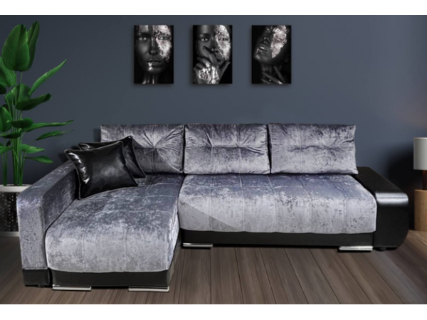 Диван-кровать Олимп-3 угловой, серый, правый угол