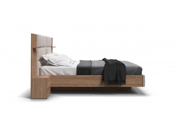 Босс Лофт Кровать+ПМ 160*200 Орех селект, Велюр Монолит латте