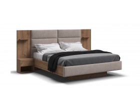 Босс Лофт Кровать+ПМ 160*200 Орех селект, Велюр Монолит латте