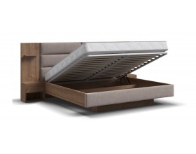 Босс Лофт Кровать+ПМ 160*200 Орех селект, Велюр Монолит латте