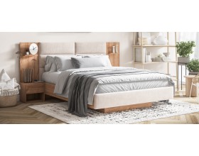 Босс Лофт Кровать+ПМ 160*200 Орех селект, Велюр Монолит латте