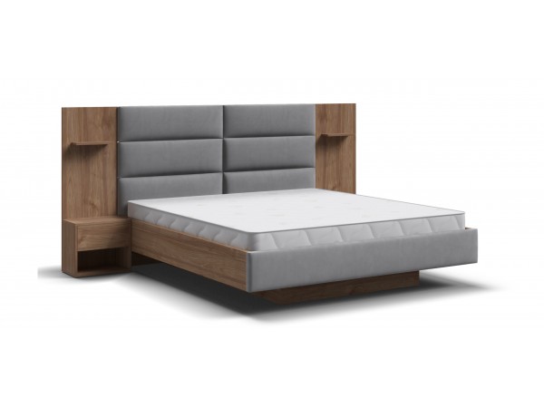Босс Лофт Кровать+ПМ 160*200 Орех селект, Велюр Монолит сталь