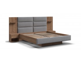 Босс Лофт Кровать+ПМ 160*200 Орех селект, Велюр Монолит сталь