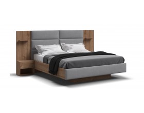 Босс Лофт Кровать+ПМ 160*200 Орех селект, Велюр Монолит сталь