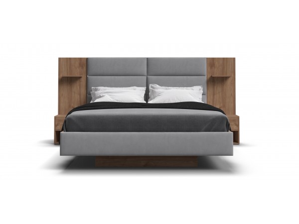 Босс Лофт Кровать+ПМ 160*200 Орех селект, Велюр Монолит сталь