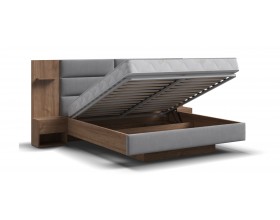 Босс Лофт Кровать+ПМ 160*200 Орех селект, Велюр Монолит сталь