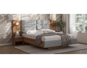 Босс Лофт Кровать+ПМ 160*200 Орех селект, Велюр Монолит сталь