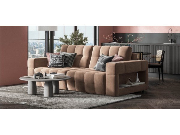 Диван BOSS.XO велюр Monolit мокко / WOOD Smok