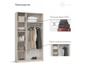 Идея 120 шкаф распашной 3Д Кашемир