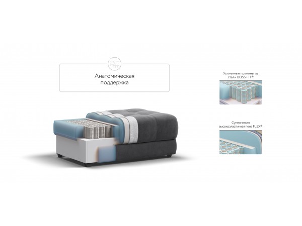 Пуф BOSS XL велюр Monolit серый