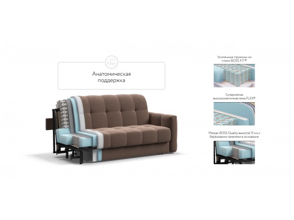 Диван BOSS Sleep 160 велюр Monolit мокко