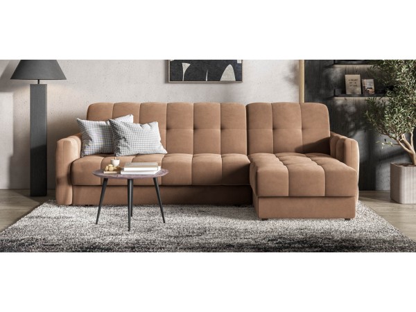 Угловой диван BOSS Sleep 160 велюр Monolit мокко